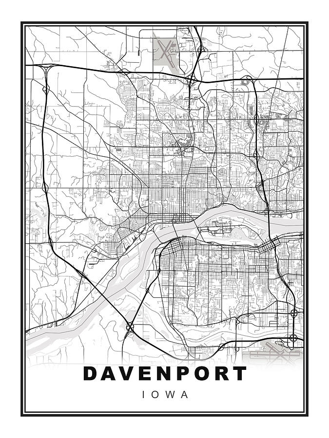 Davenport Map Digital Art by Ipsita Das - Pixels