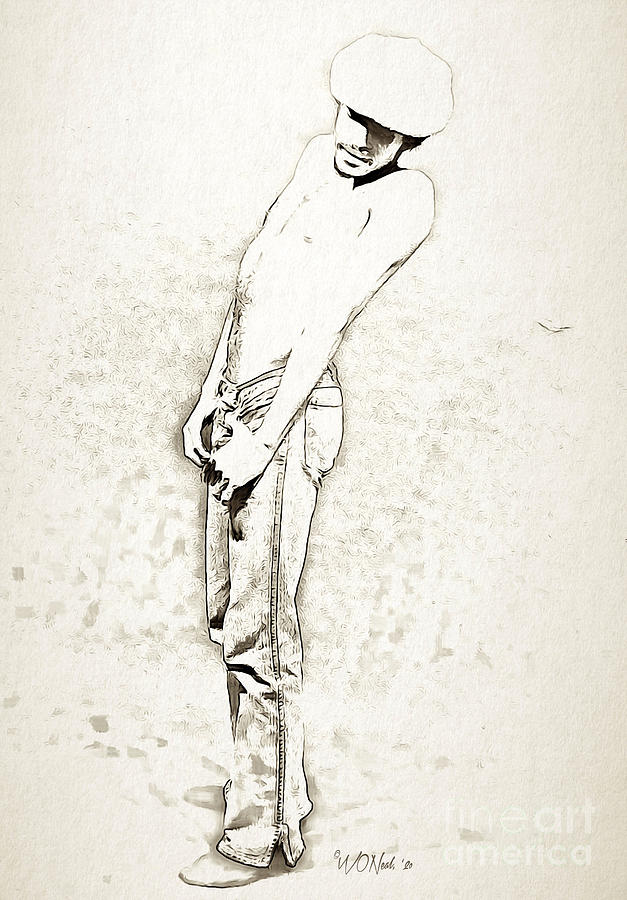 Portrait Drawing - Male Study, No. 1 by Walter Neal