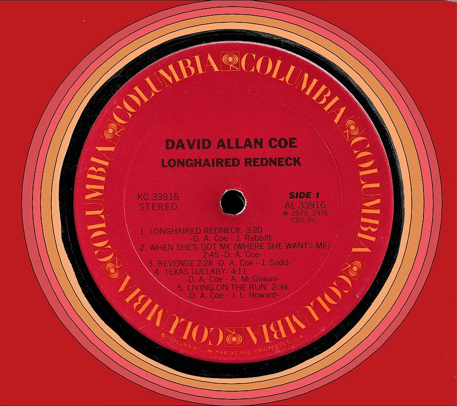 David Allan Coe Longhaired Redneck LP Label Painting By Doug Siegel ...