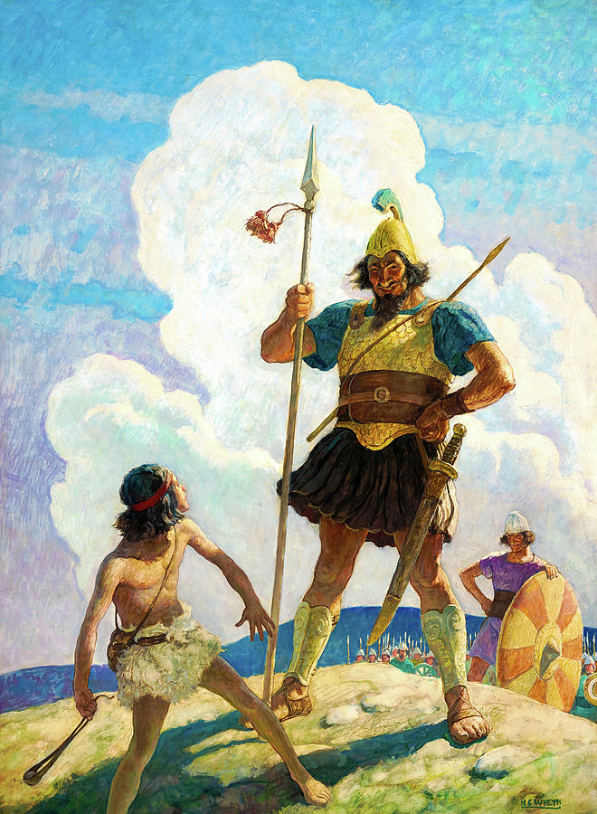 David and Goliath, date 1939 Painting by Newell Convers Wyeth - Fine ...