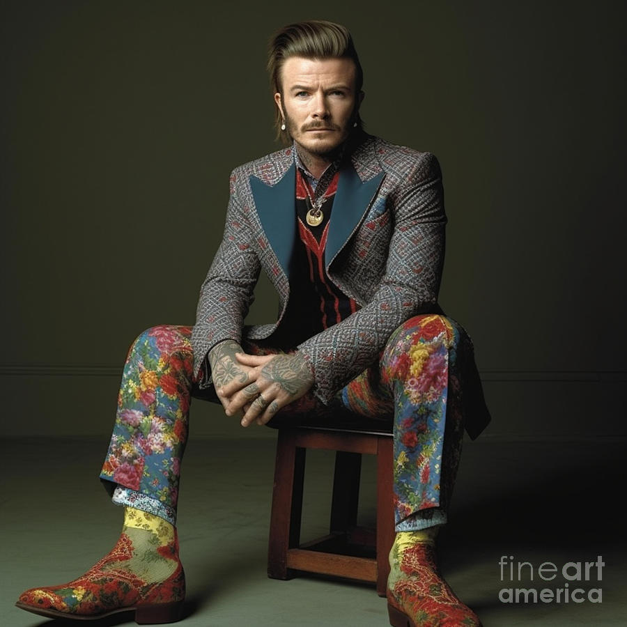 Fantasy Painting - David  Beckham  as  nonbinary  s  fashion  photog  by Asar Studios by Celestial Images