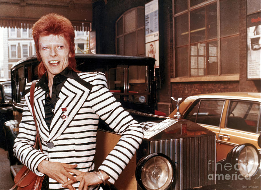 David Bowie with Rolls Royce 1970s Photograph by Retrographs