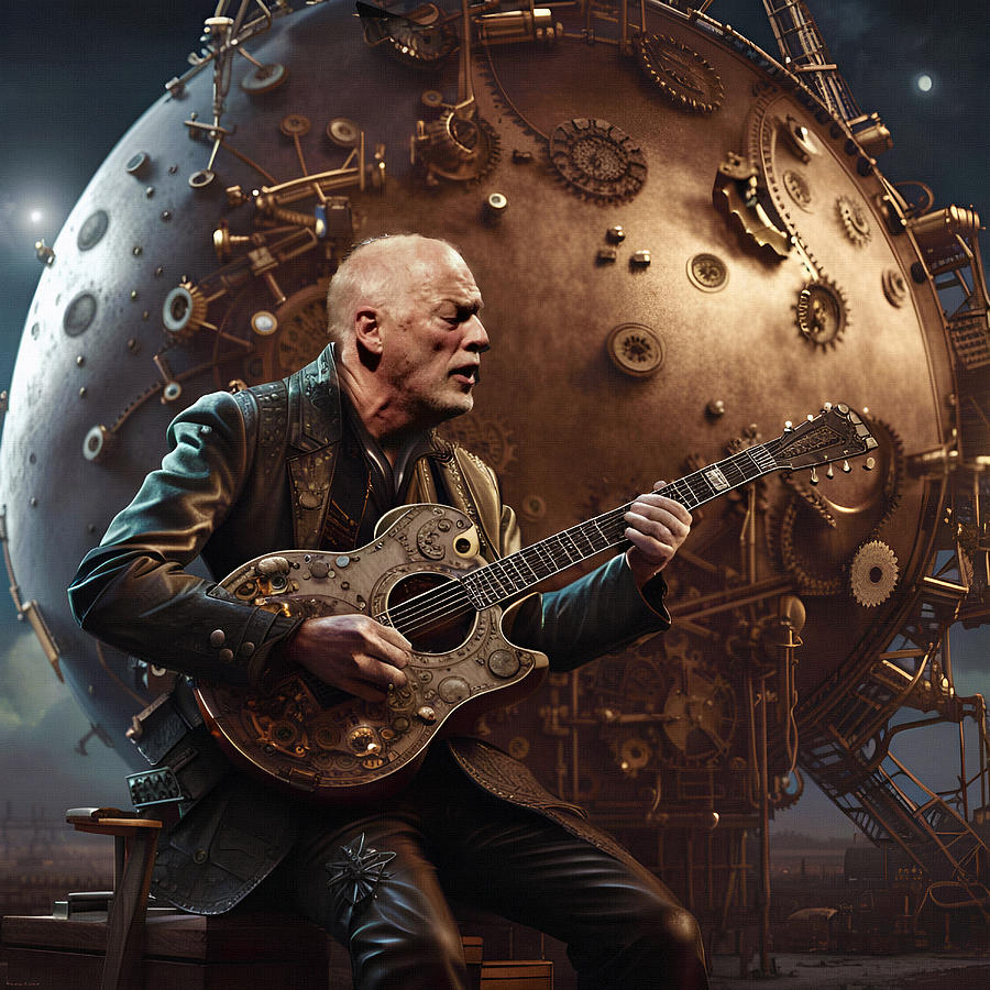 David Gilmour Dark Side of the Moon Steampunk Digital Art by Mal Bray