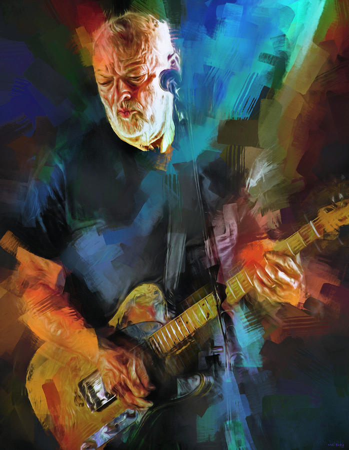 David Gilmour Guitar Player Mixed Media by Mal Bray