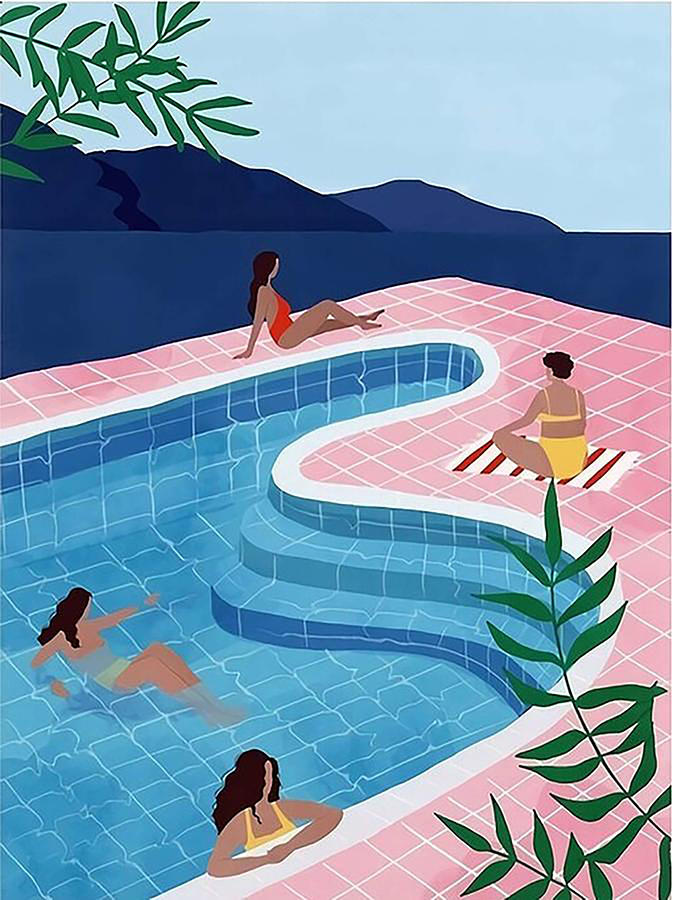 David Hockney Pool Ladies Digital Art by Underjob Store - Fine Art America