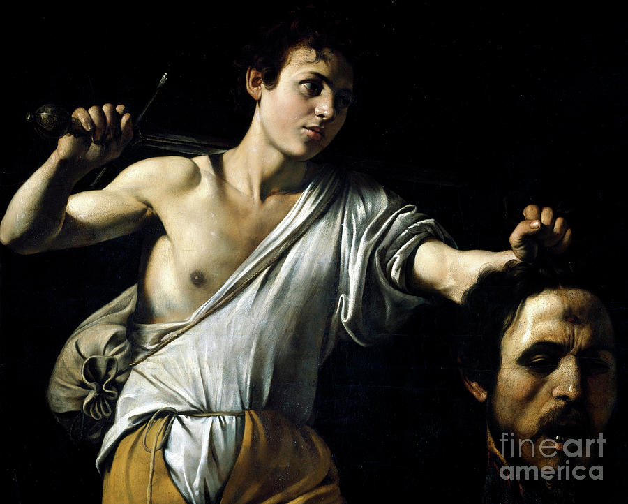 David holding Goliaths head Painting by Michelangelo Merisi or Caravaggio Painting by Caravaggio