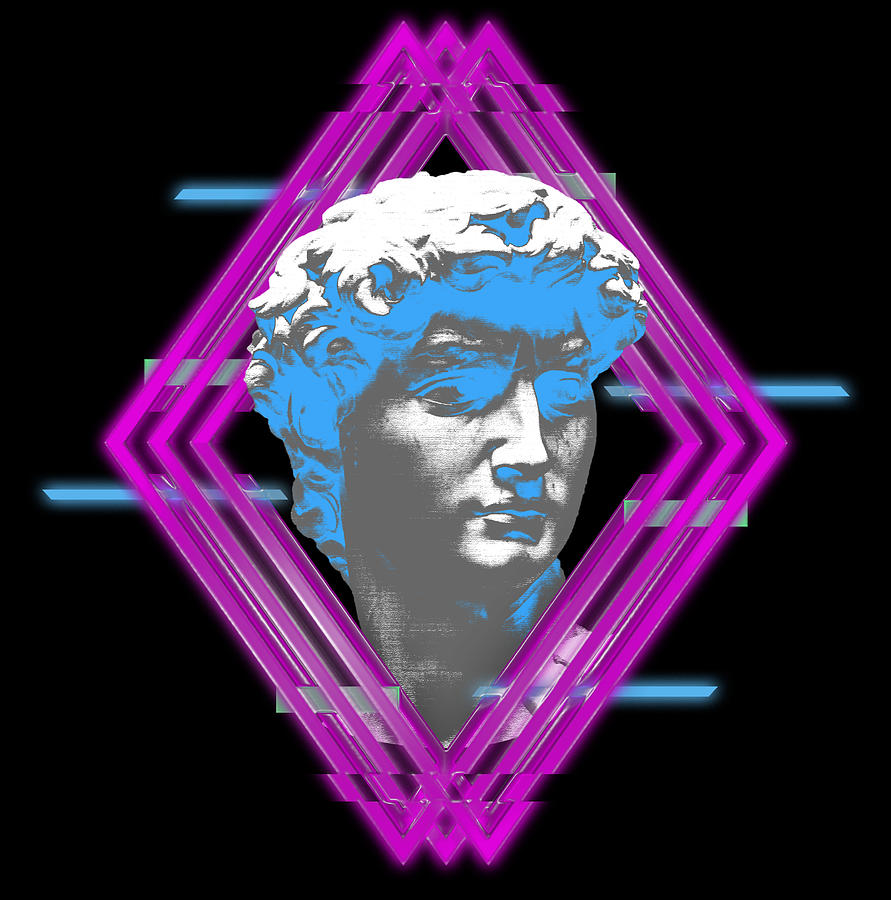 David Michelangelo Vaporwave Aesthetic Mixed Media By