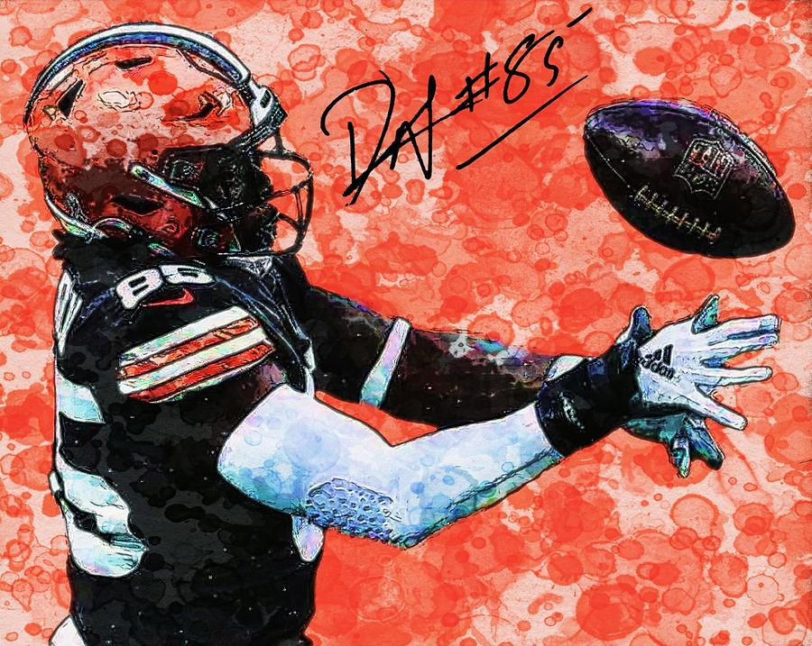 David Njoku Browns TE WC Digital Art by Bob Smerecki - Fine Art America