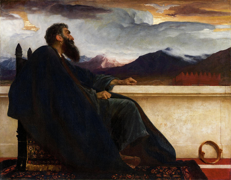 Portrait Painting - David Oh that I had wings like a Dove For then would I fly away, and be at rest. Psalm 55 6 by Frederic Leighton