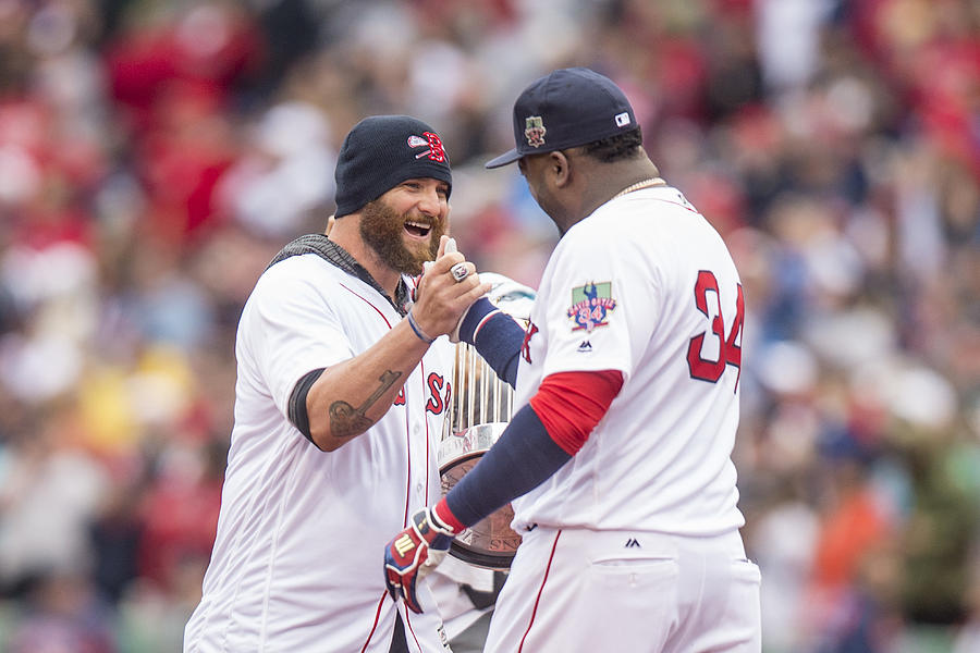 David Ortiz and Jonny Gomes Photograph by Billie Weiss/Boston Red Sox