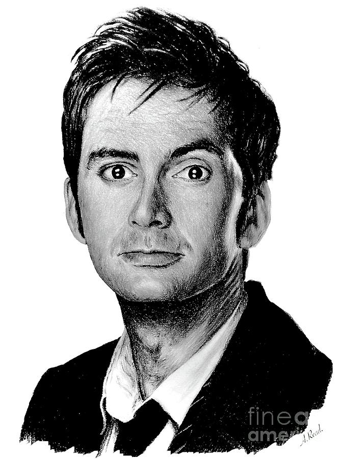 David Tennant white background edit Drawing by Andrew Read - Pixels