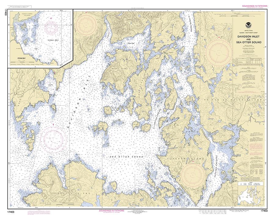 Davidson Inlet And Sea Otter Sound Alaska, Noaa Chart 17403 Digital Art 