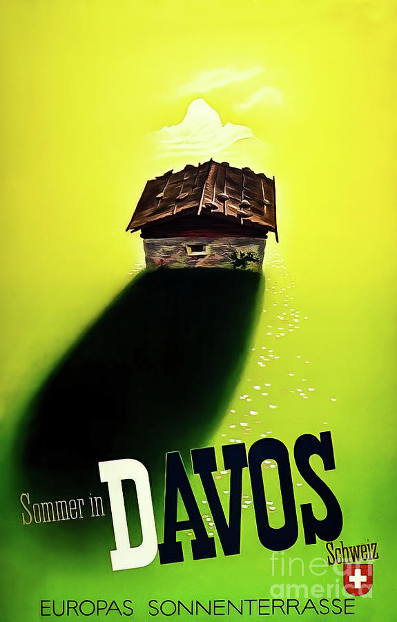 Davos Switzerland Travel Poster 1942 Drawing by M G Whittingham