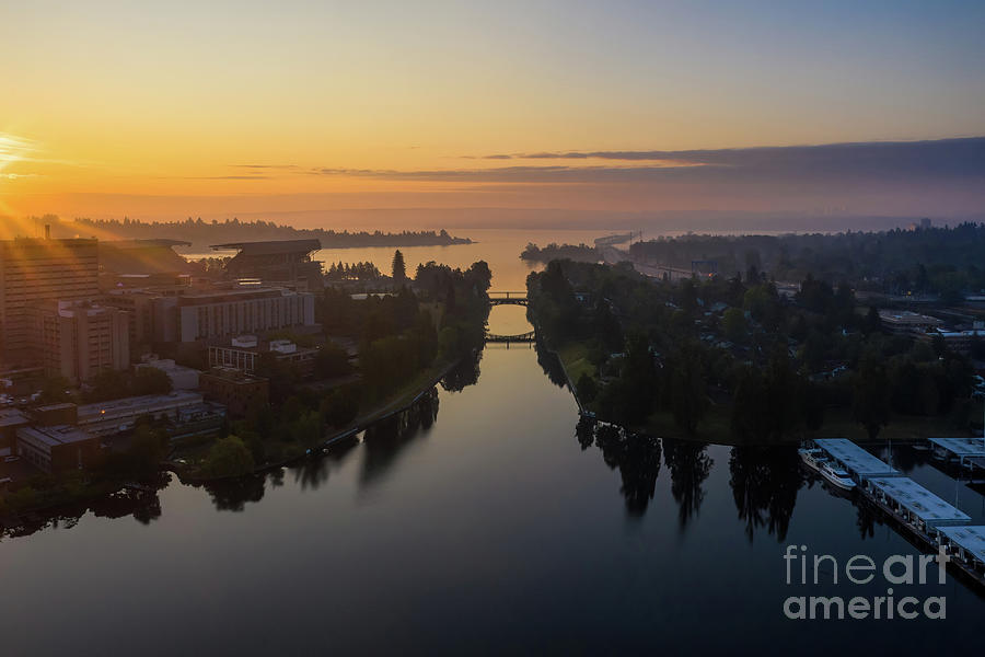 Dawn Above the Montlake Cut Seattle Photograph by Mike Reid