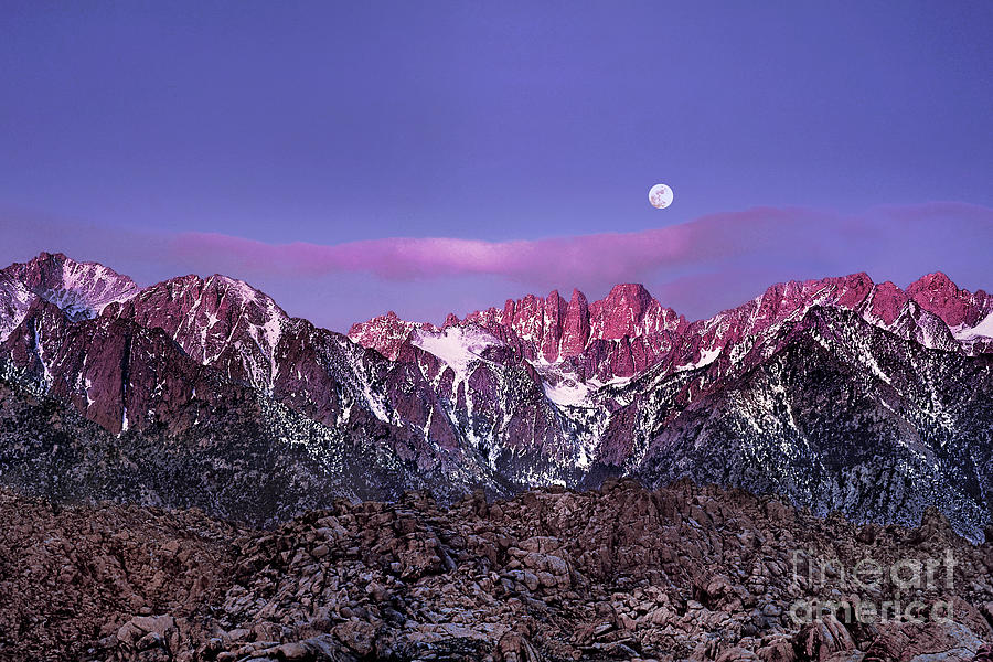 Dawn Alpenglow Mount Whitney Alabama Hills California Photograph by Dave Welling