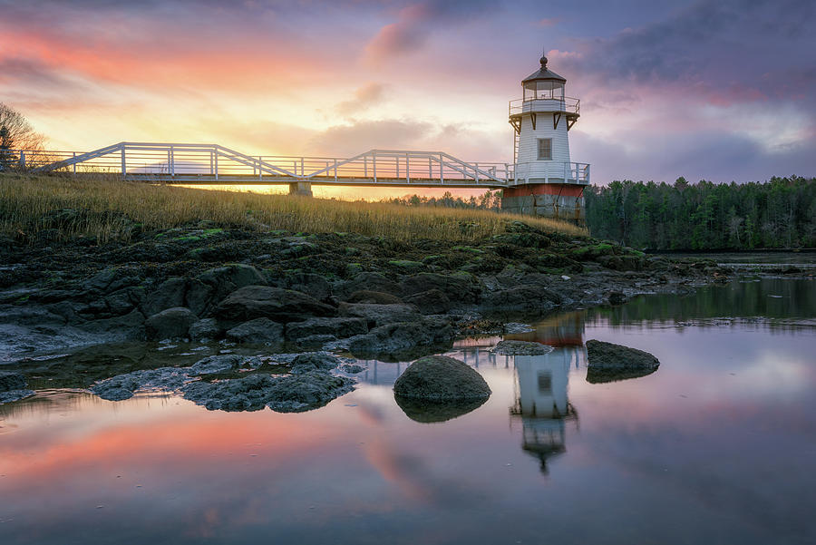 Fall Photograph - Dawn at Doubling Point Lighthouse by Kristen Wilkinson