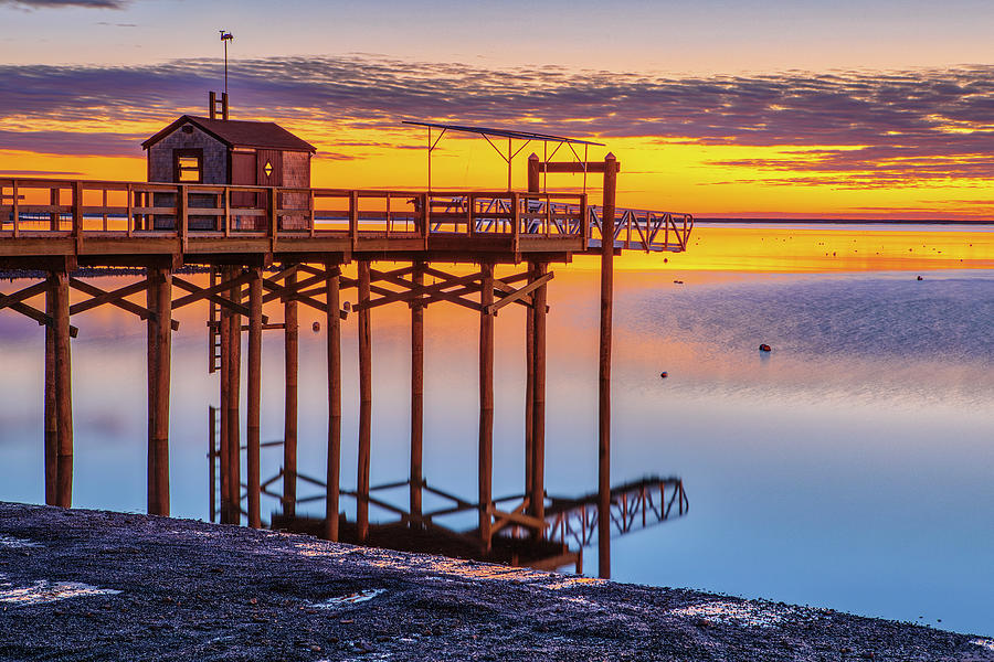 Dawn at Duxbury Harbor Pier Photograph by Juergen Roth