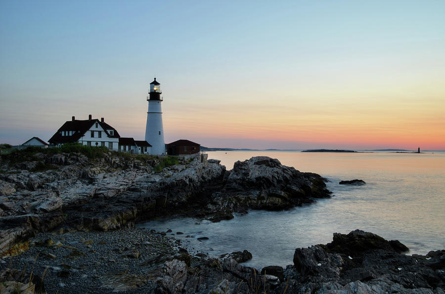 Dawn At Portland Head Lighthouse Photograph by Janice Adomeit