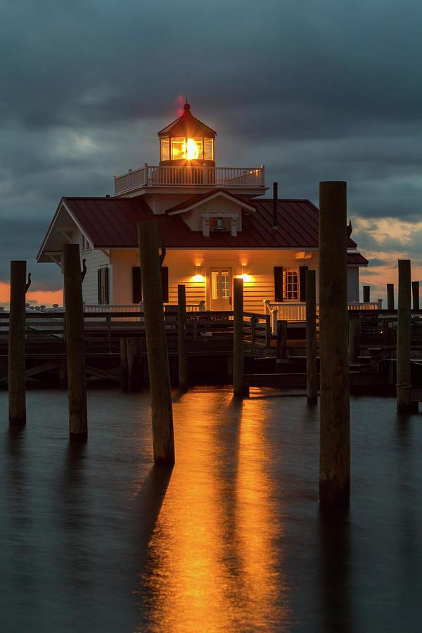 Dawn at Roanoke Marshes Lighthouse Photograph by Liza Eckardt