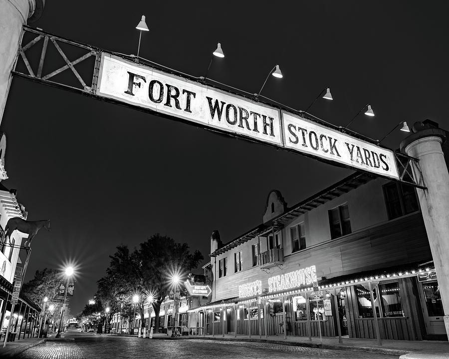 Fort Worth Skyline Photograph - Dawn At The Fort Worth Stockyards -  A Monochrome Tribute by Gregory Ballos