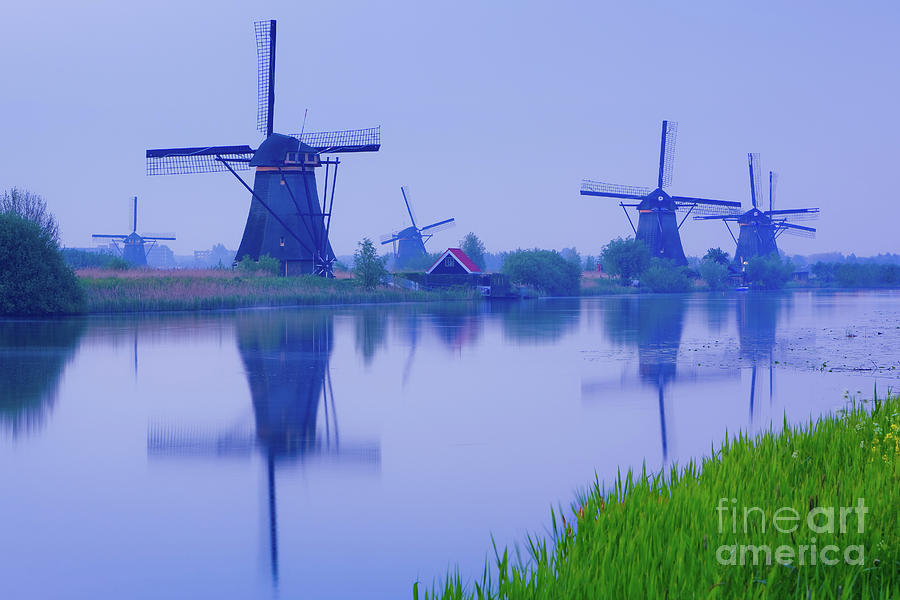 Landscape Photograph - Dawn at the Kinderdijk by Henk Meijer Photography