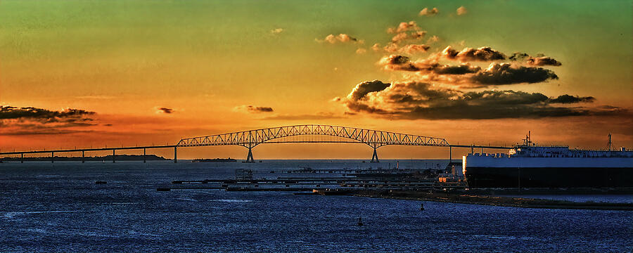 Dawn Breaks over the Francis Scott Key Bridge in Baltimore Photograph by Bill Swartwout