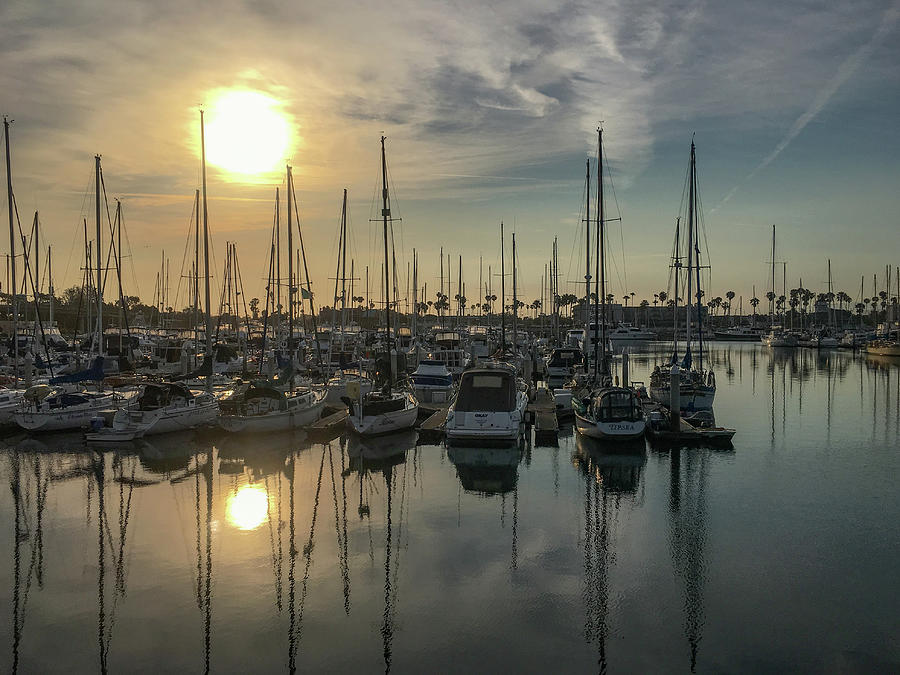 Dawn, Channel Islands Harbor Marina, Oxnard, California Photograph by Bonnie Colgan