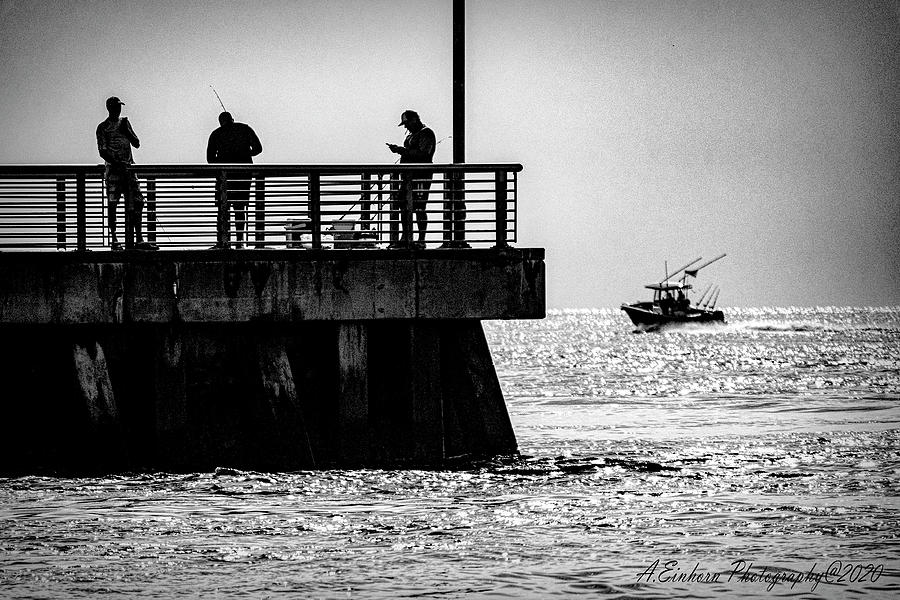 Dawn Photograph - Dawn Fishermen B and W by Allan Einhorn