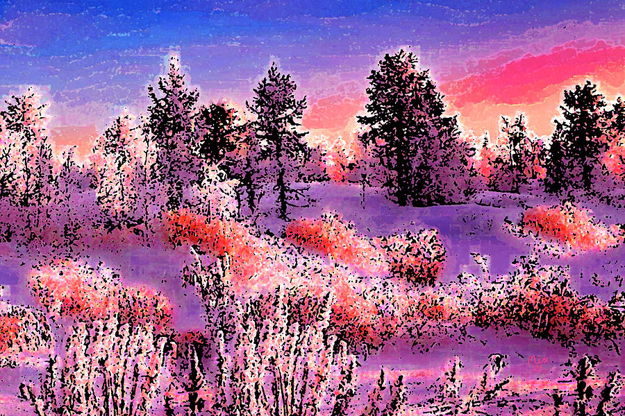 Dawn In A Snow-covered Forest Mixed Media