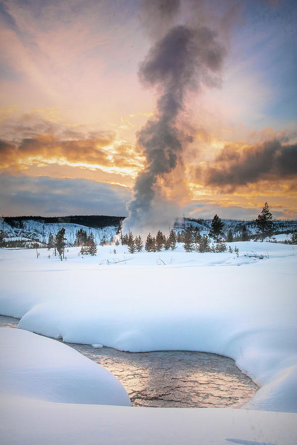 Dawn in the Geyser Basin Photograph by Jack Bell