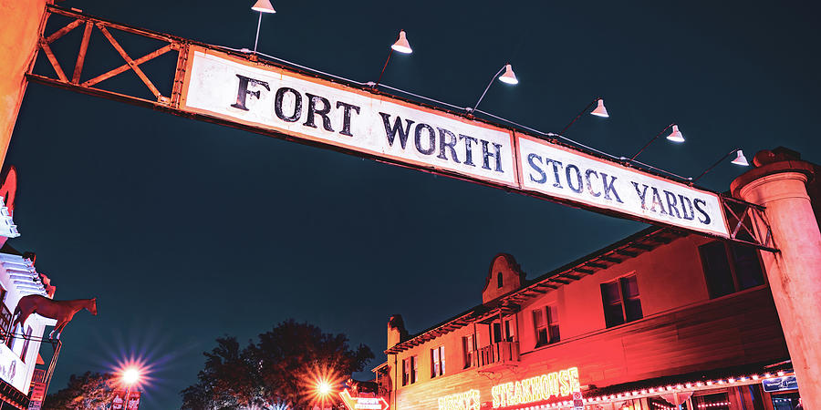Dawn In The Stockyards - A Panoramic View Of Fort Worth Texas Photograph by Gregory Ballos