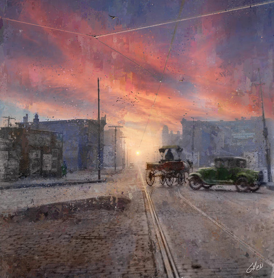 Dawn Journey - Chicago 1920s Painting by Glenn Galen