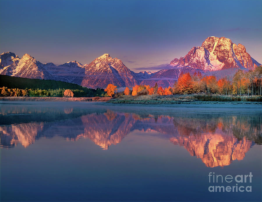 Dawn Light On The Tetons Reflected In The Snake River Grand Tetons National Park Photograph by Dave Welling