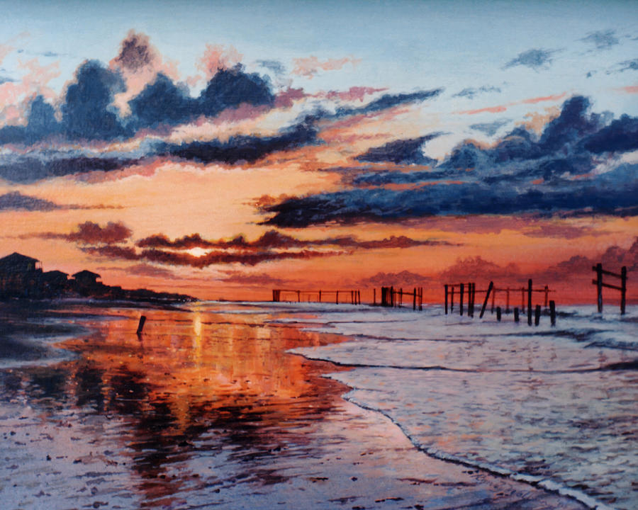 Dawn on Crystal Beach Painting by Randy Welborn