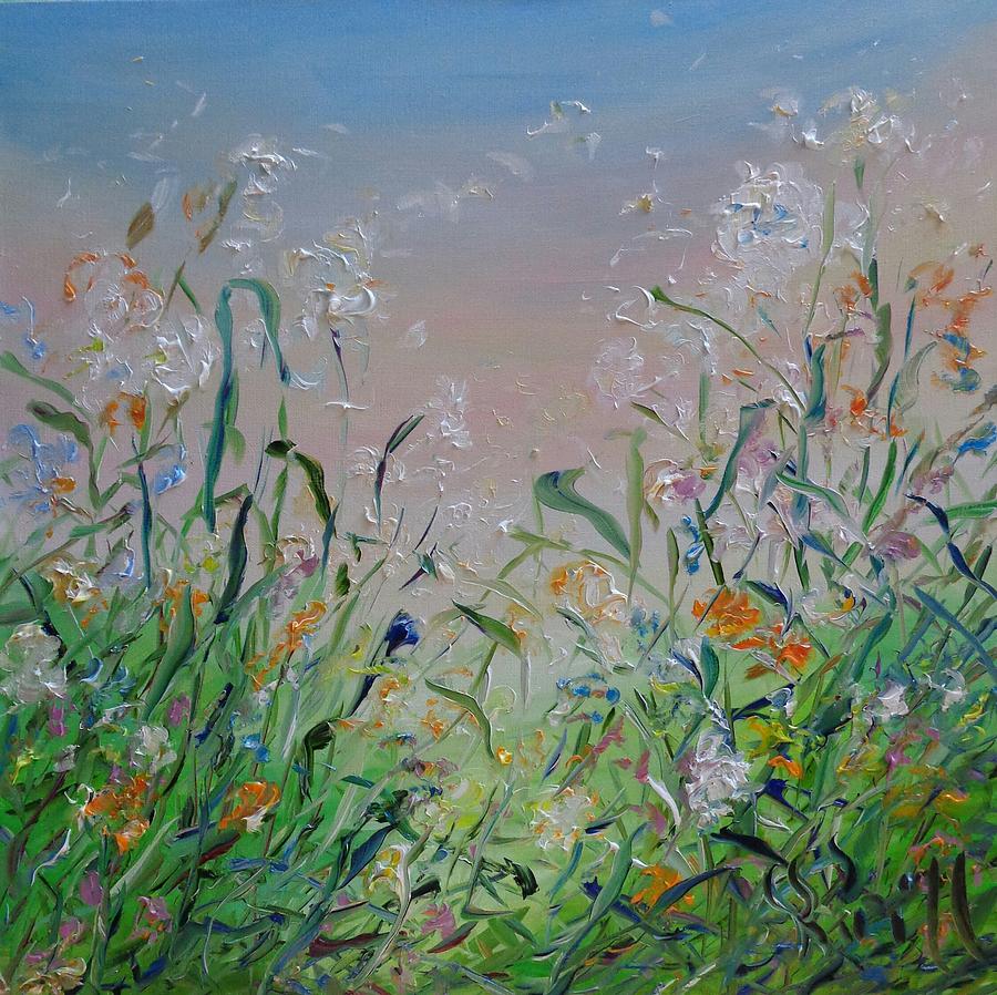 Summer Painting - Dawn on the dandelion field by Kirill Rikart