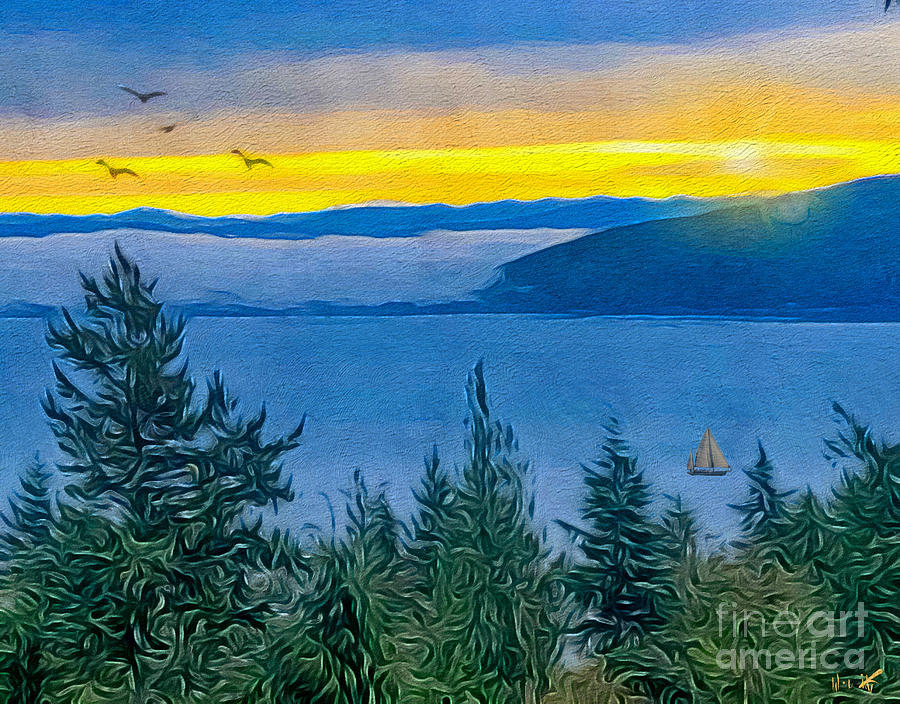 Mountain Digital Art - Dawn over Cascades by William Wyckoff