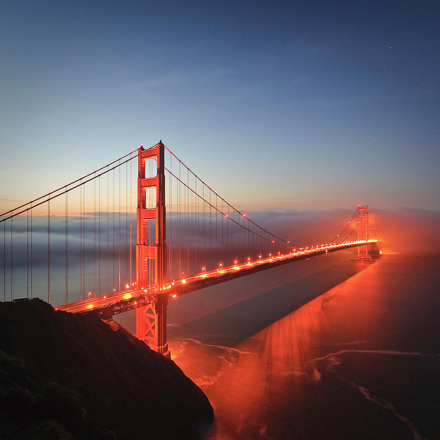 Dawn Photograph - Dawn over the Golden Gate by Nathan Spotts