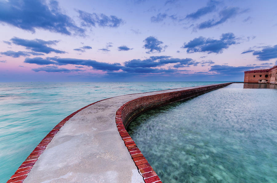 Dawn over water trail - Dry Tortugas National Park Photograph by Sandra Foyt