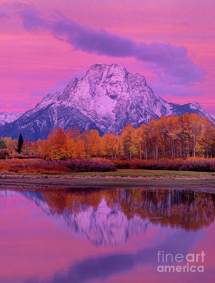  Dawn Oxbow Bend In Fall Grand Tetons National Park Photograph by Dave Welling