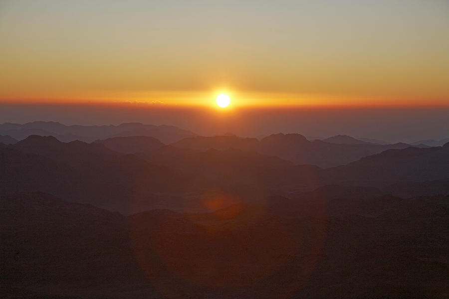 Dawn sunrise from Mt Sinai, Egypt Photograph by Andrew Holt