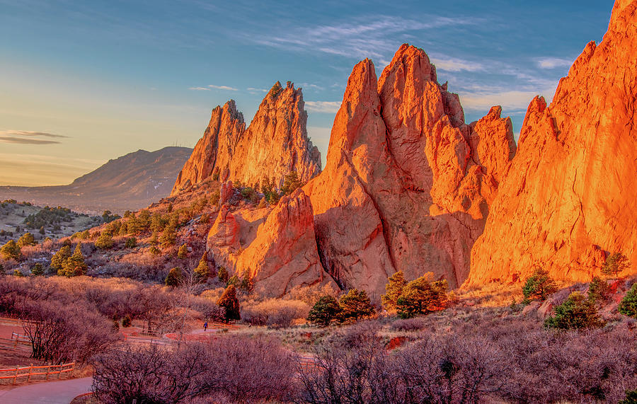 Dawns Early Light in Garden of the Gods Photograph by Marcy Wielfaert