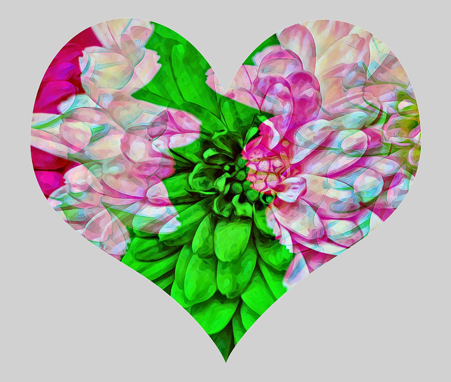 Mums Flower Heart Digital Graphic Digital Art by Gaby Ethington