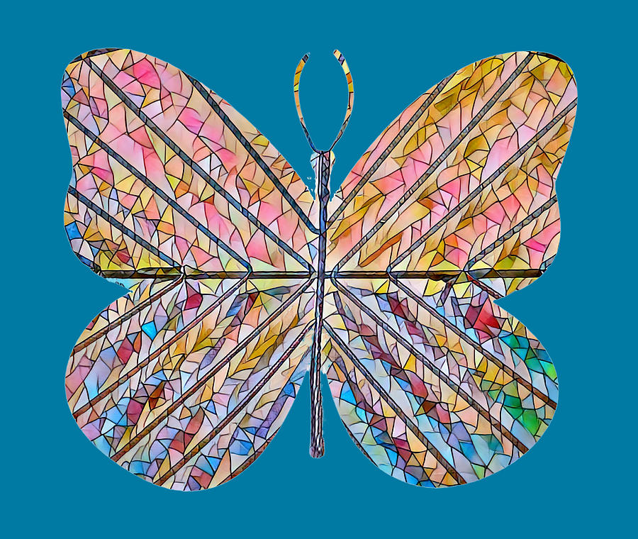 Stained Glass Butterfly Digital Graphic Digital Art by Gaby Ethington