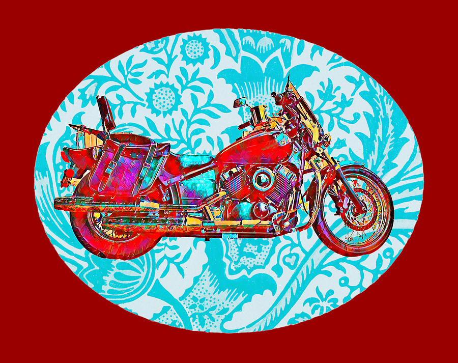 Artsy Motorcycle Deco Digital Graphic Digital Art by Gaby Ethington