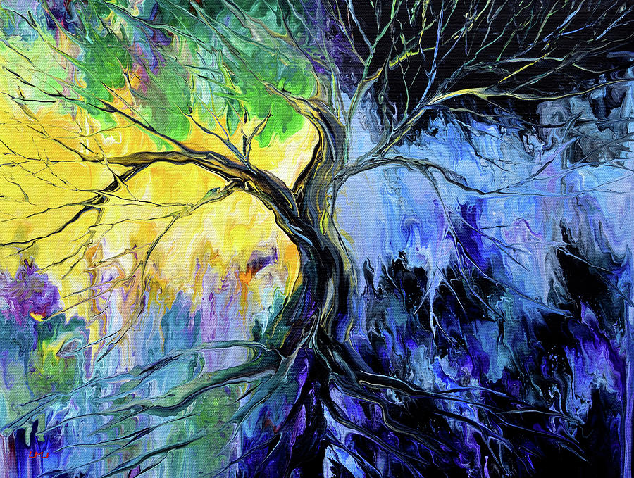Day and Night Tree of Life Painting by Laura Iverson
