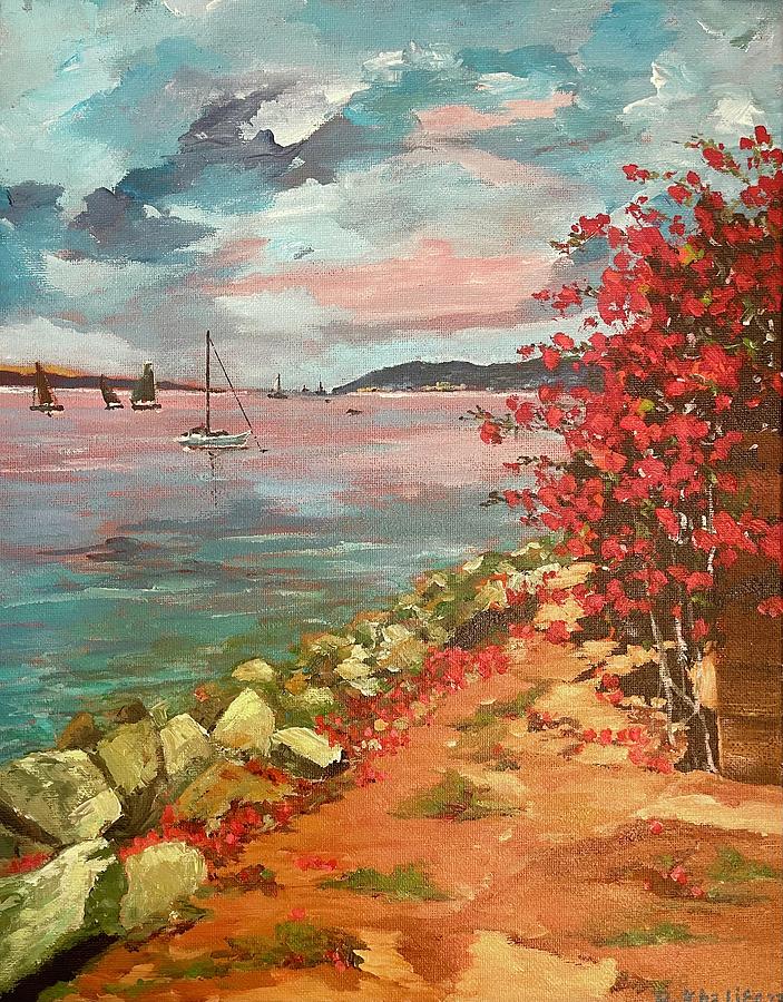 Day at the bay Painting by Ray Khalife