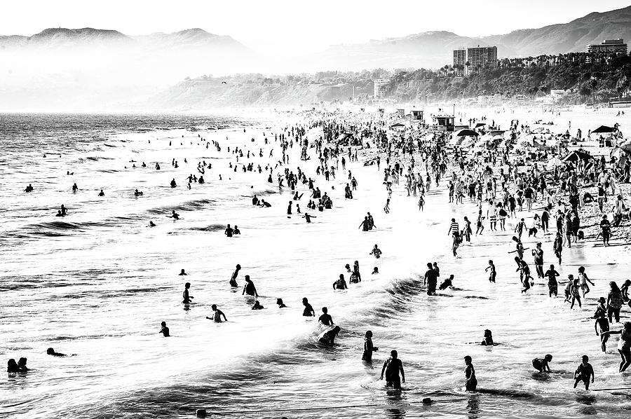 Day at the Beach Black and White Photograph by Mark Bloom