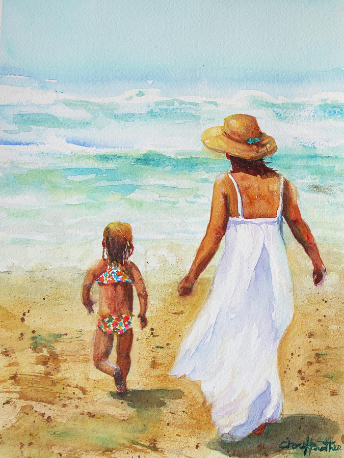 Day At The Beach Painting by Cheryl Prather