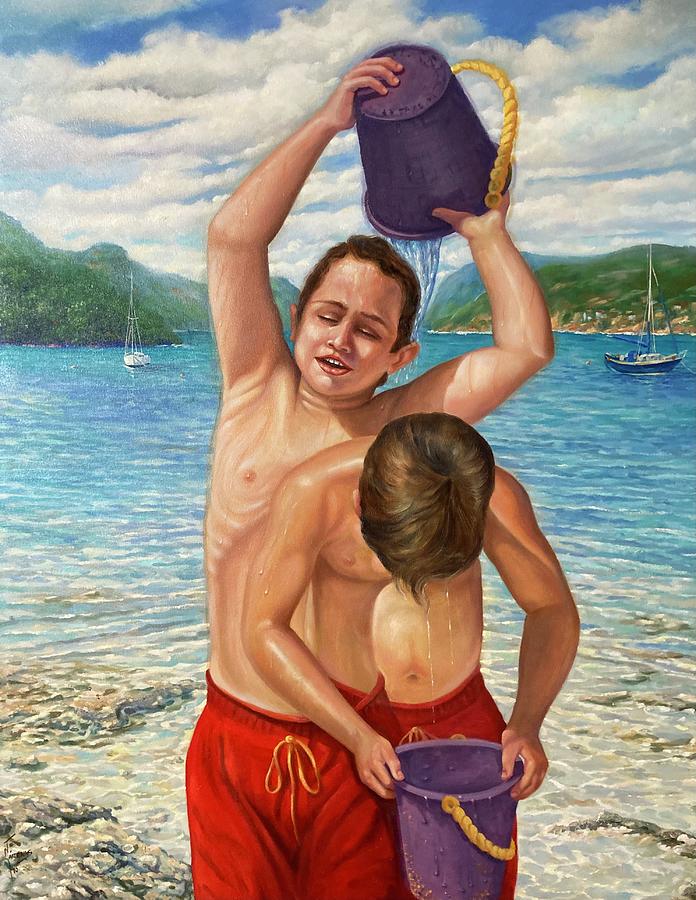 Day at the beach Painting by Jorge Cardenas