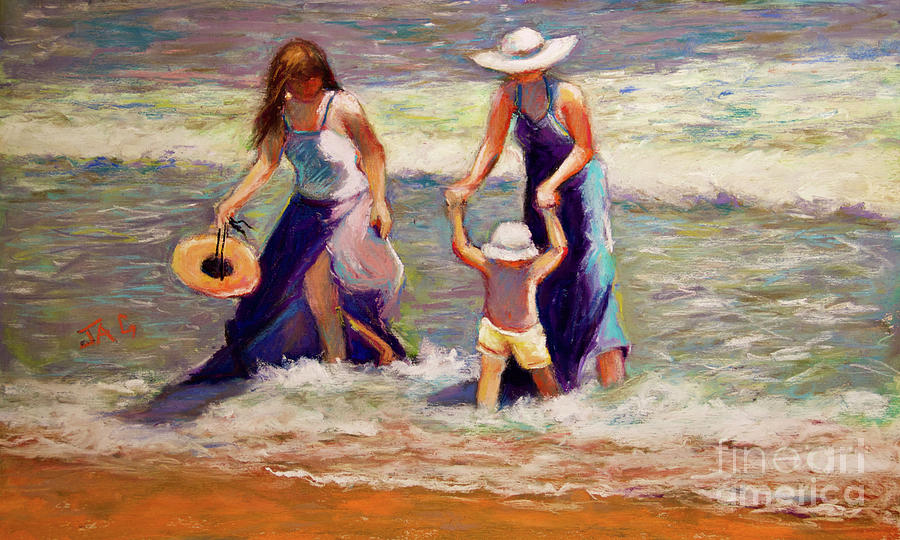 Day at the beach Pastel by Joyce Guariglia
